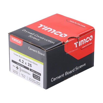 TIMCO Twin-Cut Cement Board Countersunk Exterior Silver Screws - 4.2 x 25 - Image