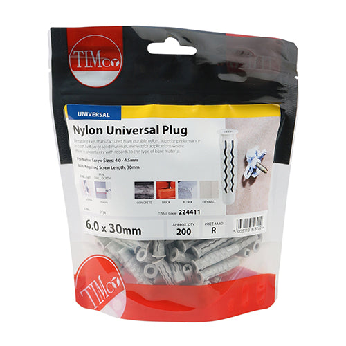 TIMCO Nylon Universal Plugs - 6.0 x 30 - Image