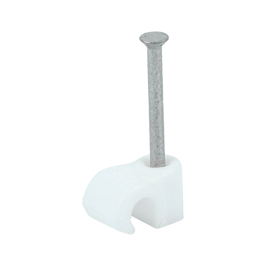 TIMCO Round Cable Clips White - To fit 3.5mm - Image