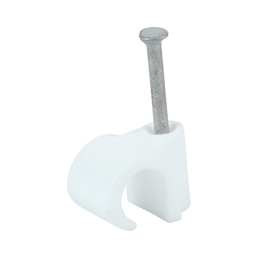 TIMCO Round Cable Clips White - To fit 9.0mm - Image