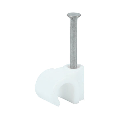 TIMCO Round Cable Clips White - To fit 7.0mm - Image
