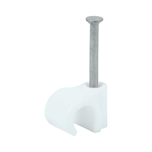 TIMCO Round Cable Clips White - To fit 7.0mm - Image
