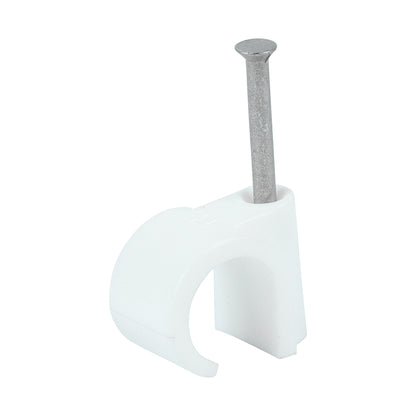 TIMCO Round Cable Clips White - To fit 14.0mm - Image