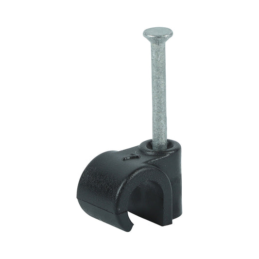TIMCO Round Cable Clips Black - To fit 7.0mm - Image