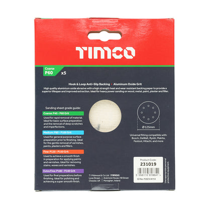 TIMCO Random Orbital Sanding Discs 60 Grit Red - 125mm - Image