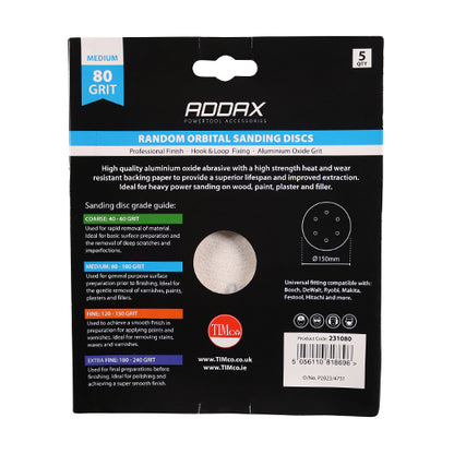 TIMCO Random Orbital Sanding Discs 80 Grit Red - 150mm - Image