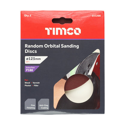 TIMCO Random Orbital Sanding Discs 180 Grit Red - 125mm - Image