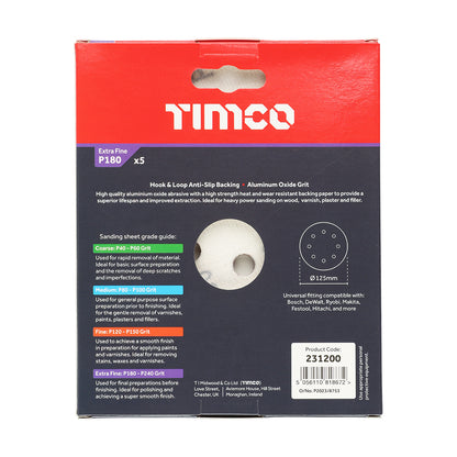 TIMCO Random Orbital Sanding Discs 180 Grit Red - 125mm - Image