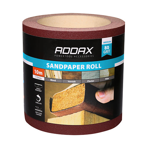 TIMCO Sandpaper Roll 80 Grit Red - 115mm x 10m - Image