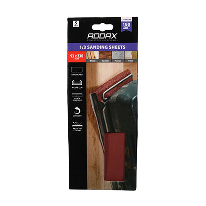 TIMCO 1/3 Sanding Sheets 180 Grit Red Unpunched - 93 x 230mm - Image