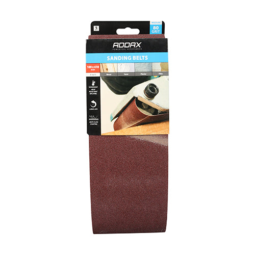 TIMCO Sanding Belts 80 Grit Red - 100 x 610mm - Image