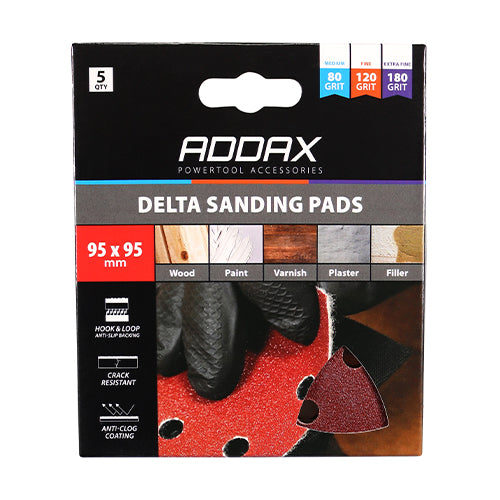 TIMCO Delta Sanding Pads Mixed Red - 95 x 95mm (80/120/180) - Image