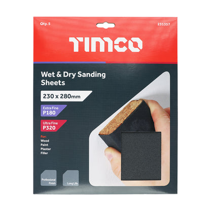 TIMCO Wet & Dry Sanding Sheets Mixed Black - 230 x 280mm (180/320) - Image
