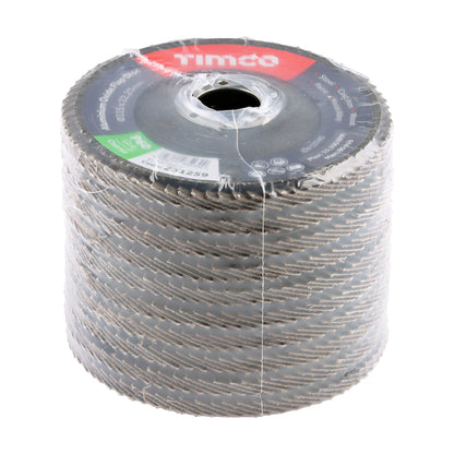 TIMCO Set of Flap Discs Aluminium Oxide Type 29 Conical -60 Grit - 115 x 22.23 - Image