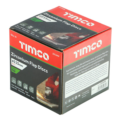 TIMCO Set of Flap Discs Zirconium Type 29 Conical P40 Grit - 115 x 22.23 - Image