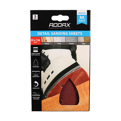 TIMCO Detail Sanding Pads 80 Grit Red - 95 x 136mm - Image