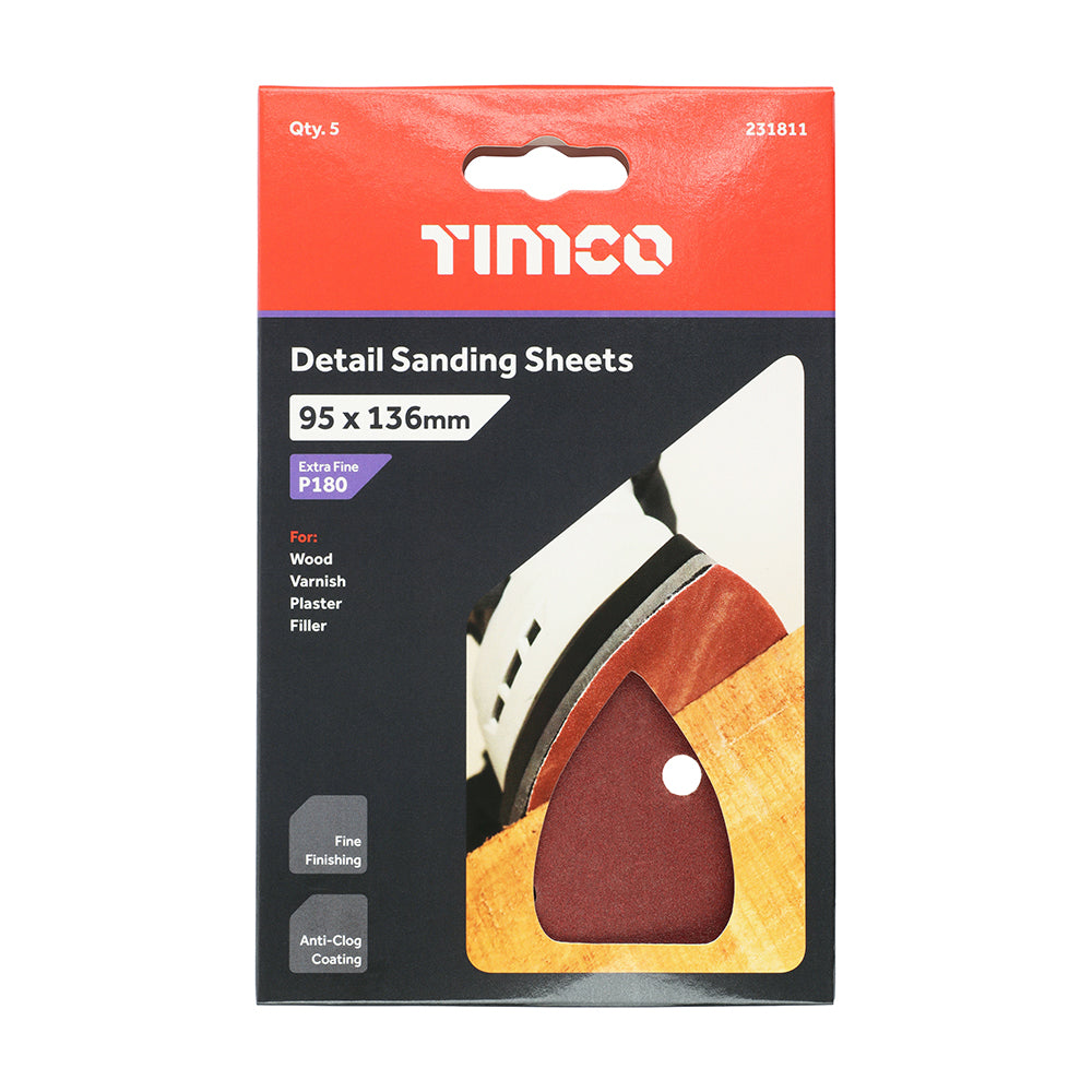 TIMCO Detail Sanding Pads 180 Grit Red - 95 x 136mm - Image