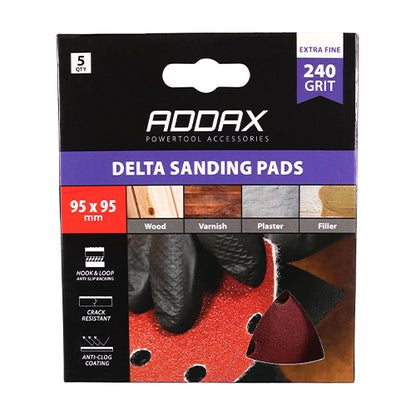 TIMCO Delta Sanding Pads 240 Grit Red - 95 x 95mm - Image