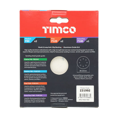 TIMCO Random Orbital Sanding Discs Mixed Red - 125mm (80/120/180) - Image