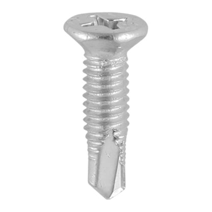 TIMCO Window Fabrication Screws Countersunk Facet PH Metric Thread Self-Drilling Point Martensitic Stainless Steel & Silver Organic - M4 x 16 - Image