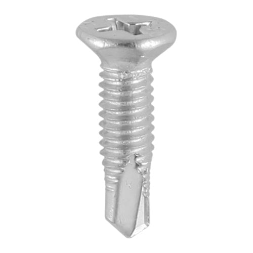 TIMCO Window Fabrication Screws Countersunk Facet PH Metric Thread Self-Drilling Point Martensitic Stainless Steel & Silver Organic - M4 x 16 - Image