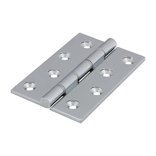 TIMCO Double Stainless Steel Washered Butt Hinge - Solid Brass - Polished Chrome - 102 x 67 - Image