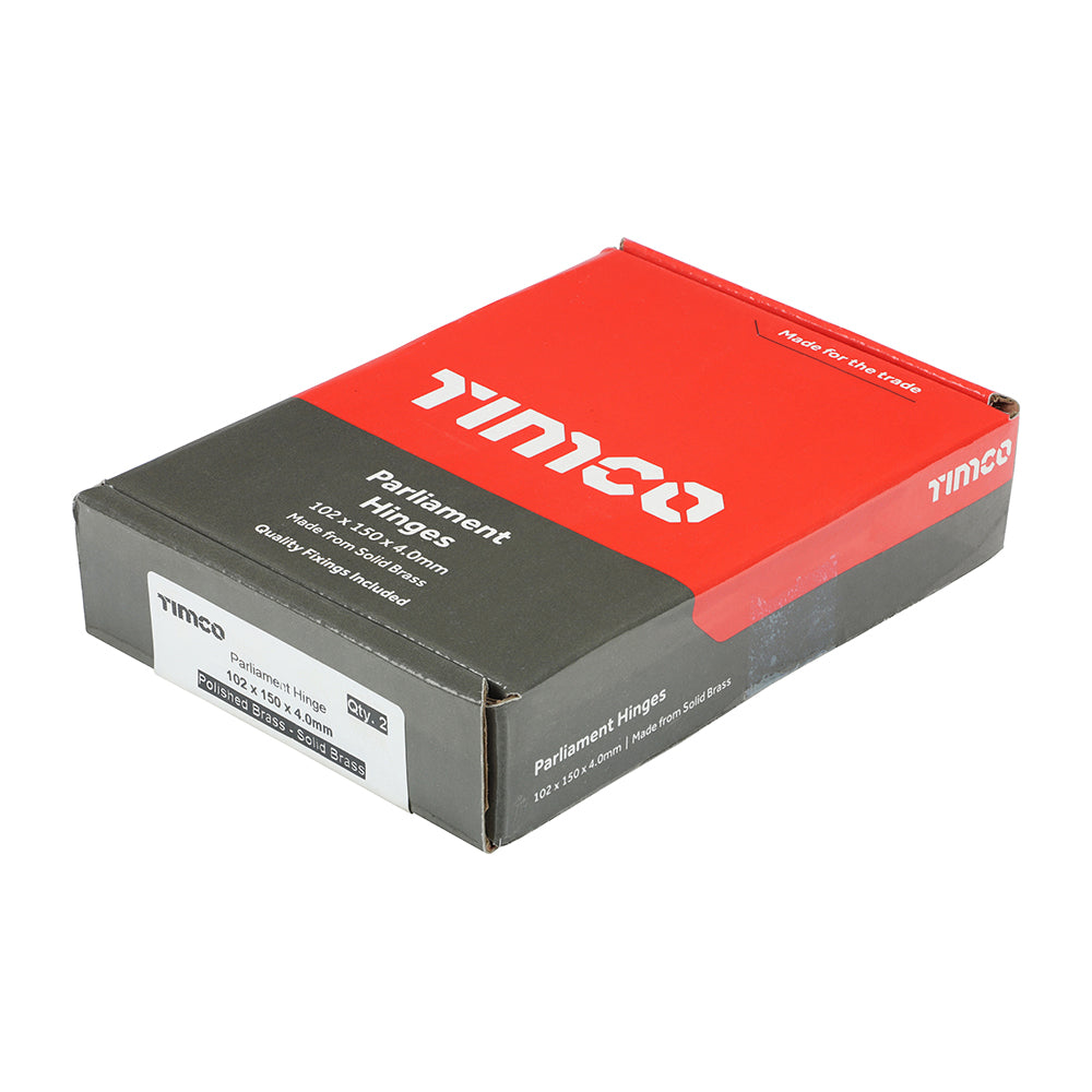 TIMCO Parliament Hinge (488) - Solid Brass - Polished Brass - 102 x 150 - Image