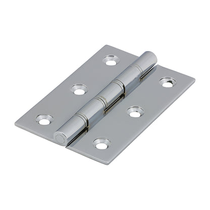 TIMCO Double Steel Washered Butt Hinge - Solid Brass - Polished Chrome - 76 x 50 - Image