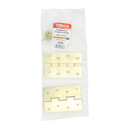 TIMCO Double Steel Washered Butt Hinge - Solid Brass - Polished Brass - 102 x 67 - Image