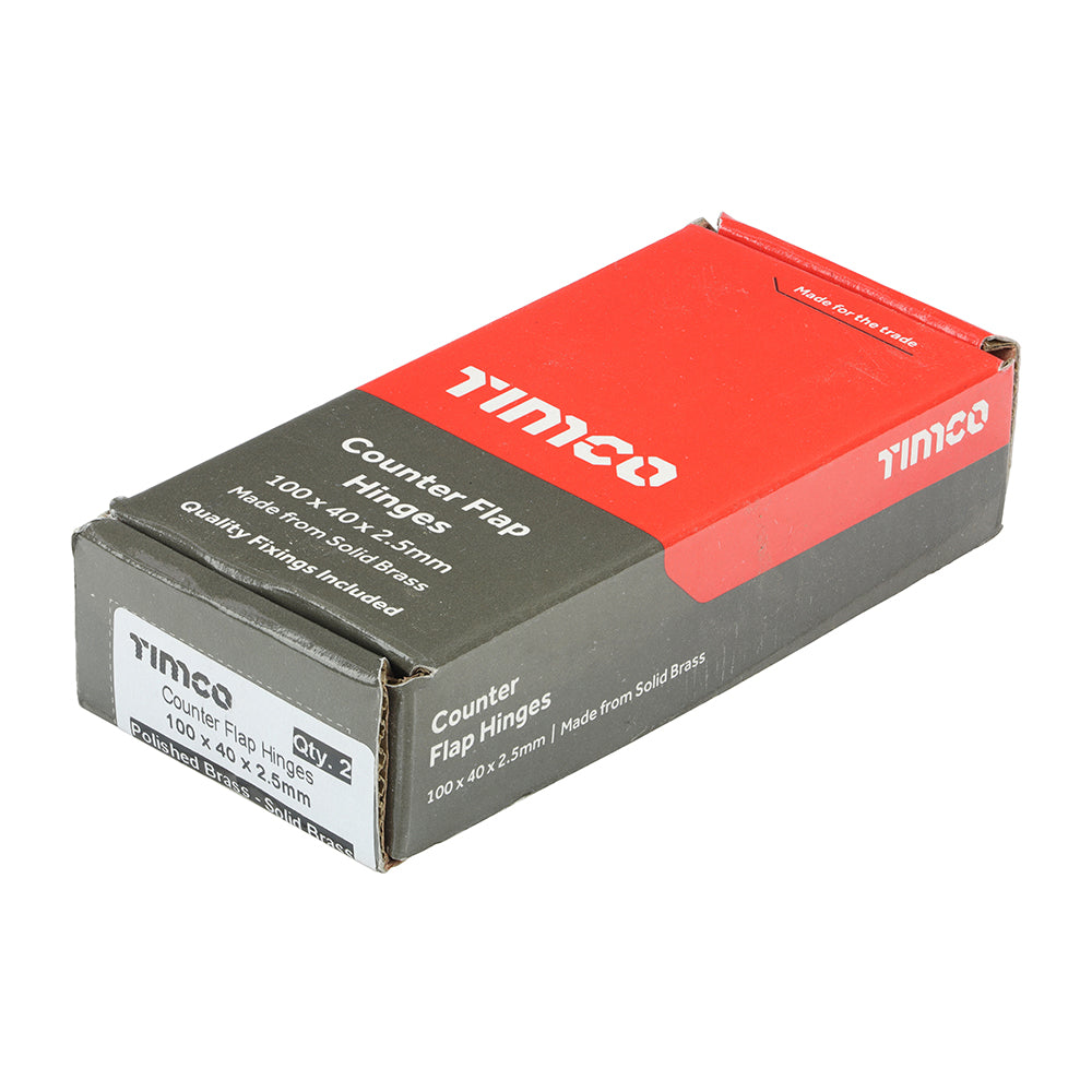 TIMCO Counterflap Hinge - Solid Brass - Polished Brass - 100 x 40 - Image