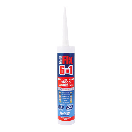 TIMCO 6 in 1 PU Wood Adhesive 5 Minutes Translucent Gel - 310ml - Image