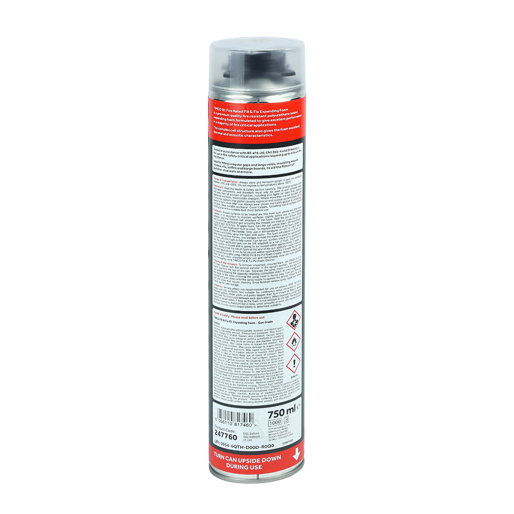 TIMCO Fill & Fix Fire Rated Expanding PU Foam B1 Gun Grade - 750ml - Image