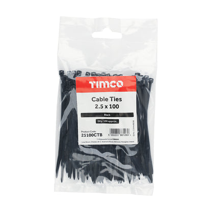 TIMCO Cable Ties Black - 2.5 x 100 - Image