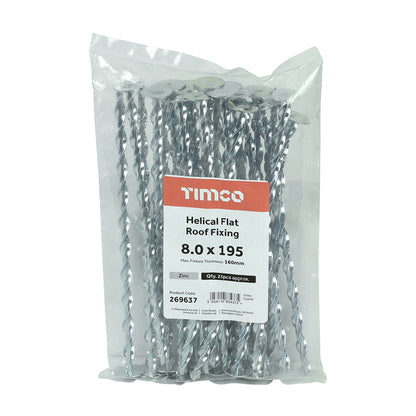 TIMCO Helical Flat Roof Fixing Silver - 8.0 x 195 - Image