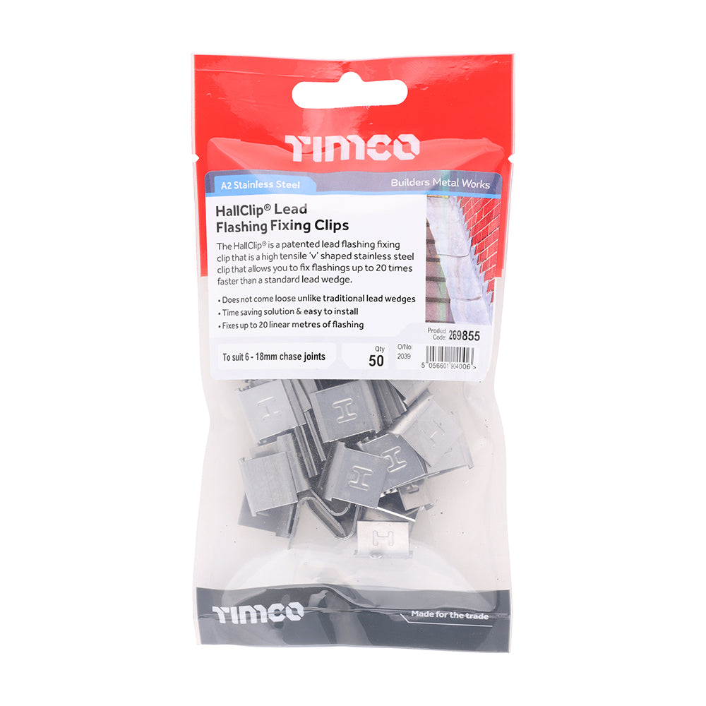 TIMCO Hallclip Lead Flashing Fixing Clips To Suit 6 - 18mm Chase Joints - Image