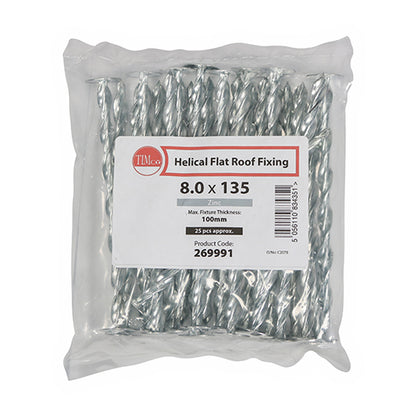 TIMCO Helical Flat Roof Fixing Silver - 8.0 x 135 - Image