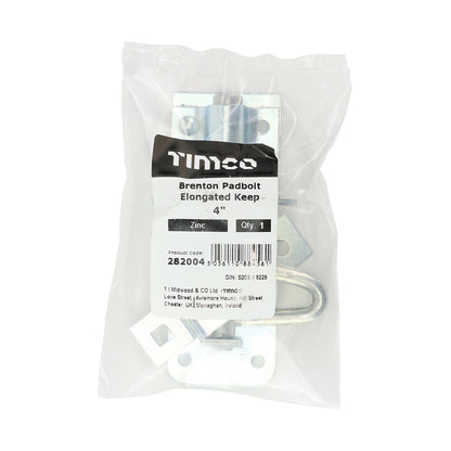 TIMCO Brenton Padbolt Elongated Keep - Zinc - 4" - Image