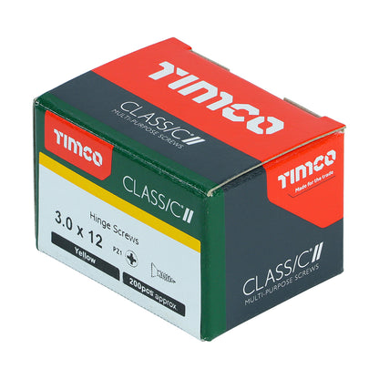 TIMCO Classic Multi-Purpose Reduced Head Countersunk Gold Piano Hinge Woodscrews - 3.0 x 12 - Image