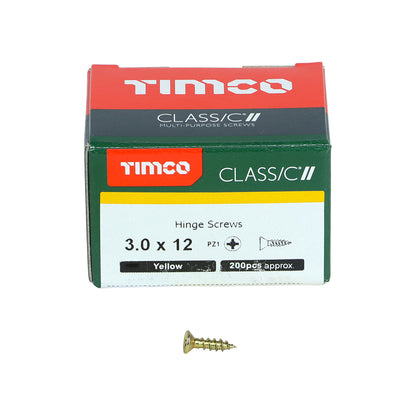 TIMCO Classic Multi-Purpose Reduced Head Countersunk Gold Piano Hinge Woodscrews - 3.0 x 12 - Image