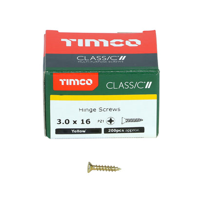 TIMCO Classic Multi-Purpose Reduced Head Countersunk Gold Piano Hinge Woodscrews - 3.0 x 16 - Image