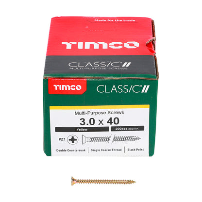 TIMCO Classic Multi-Purpose Countersunk Gold Woodscrews - 3.0 x 40 - Image