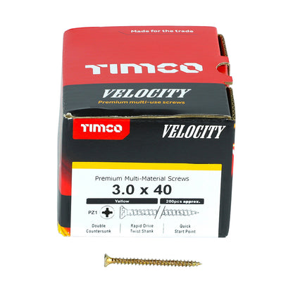 TIMCO Velocity Premium Multi-Use Countersunk Gold Woodscrews - 3.0 x 40 - Image