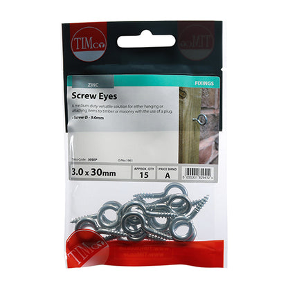 TIMCO Screw Eyes Silver - 30mm - Image
