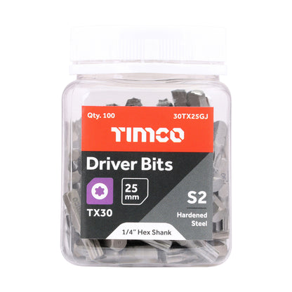 TIMCO TX Drive Driver Bit S2 Grey - TX30 x 25 - Image