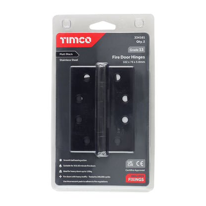 TIMCO Ball Bearing Hinges Grade 13 Stainless Steel Matt Black - 101 x 76 x 3.0 - Image
