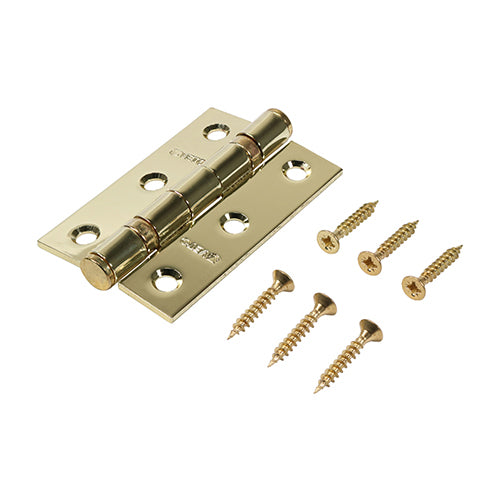 TIMCO  Twin Ball Bearing Hinges - Steel - Electro Brass - 76 x 51