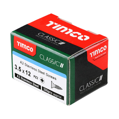 TIMCO Classic Multi-Purpose Countersunk A2 Stainless Steel Woodcrews - 3.5 x 12 - Image