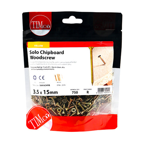 TIMCO Solo Countersunk Gold Woodscrews - 3.5 x 15 - Image