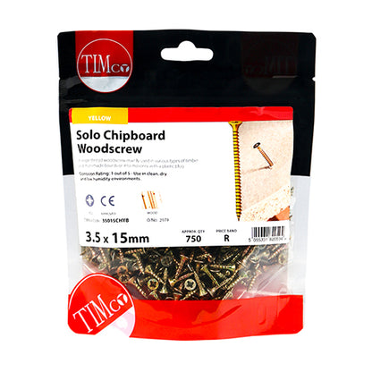 TIMCO Solo Countersunk Gold Woodscrews - 3.5 x 15 - Image