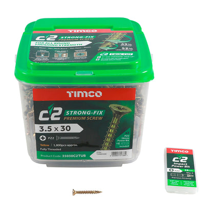 TIMCO C2 Strong-Fix Multi-Purpose Premium Countersunk Gold Woodscrews - 3.5 x 30 - Image